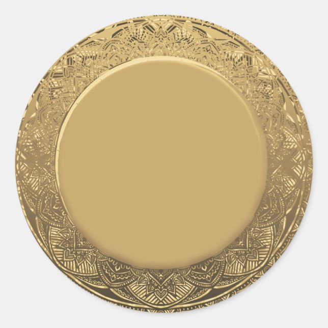 Custom Gold Foil Look Background Classic Round Sticker (Front)