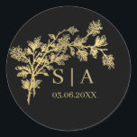 Custom Gold Foil Luxury Botanical Monogram Modern  Classic Round Sticker<br><div class="desc">Custom Gold Foil Leaves Botanical Monogram Simple Classic Round Sticker</div>