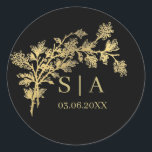 Custom Gold Foil Luxury Botanical Monogram Modern  Classic Round Sticker<br><div class="desc">Custom Gold Foil Leaves Botanical Monogram Simple Classic Round Sticker</div>