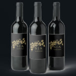 Custom Gold Foil Luxury Botanical Monogram Modern Wine Label<br><div class="desc">Custom Gold Foil Leaves Botanical Monogram Simple Classic Round Sticker</div>