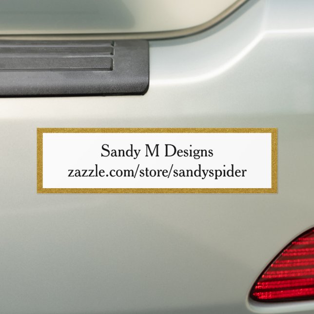Custom Gold Frame Image Name Business Quote Slogan Bumper Sticker (On Car)