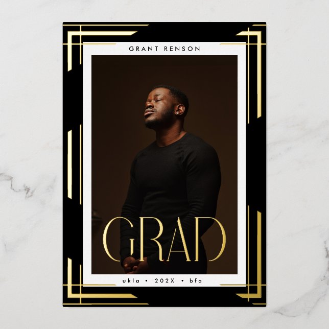 Custom Gold FrameD Photo Graduation Announcement (Front)