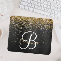 Custom Gold Glitter Black Sparkle Monogram