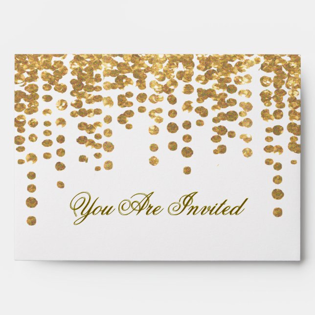 Custom Gold Glitter Confetti Look Envelope (Front)