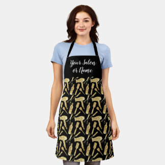 Custom Gold Glitter Pattern Hairstylist Hair Salon Apron