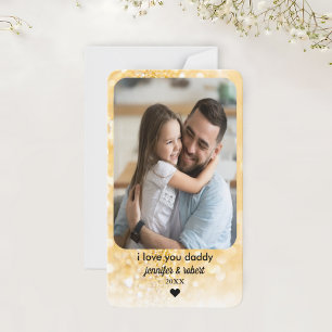 Custom Gold Glitter Photo Card Father's Day Card