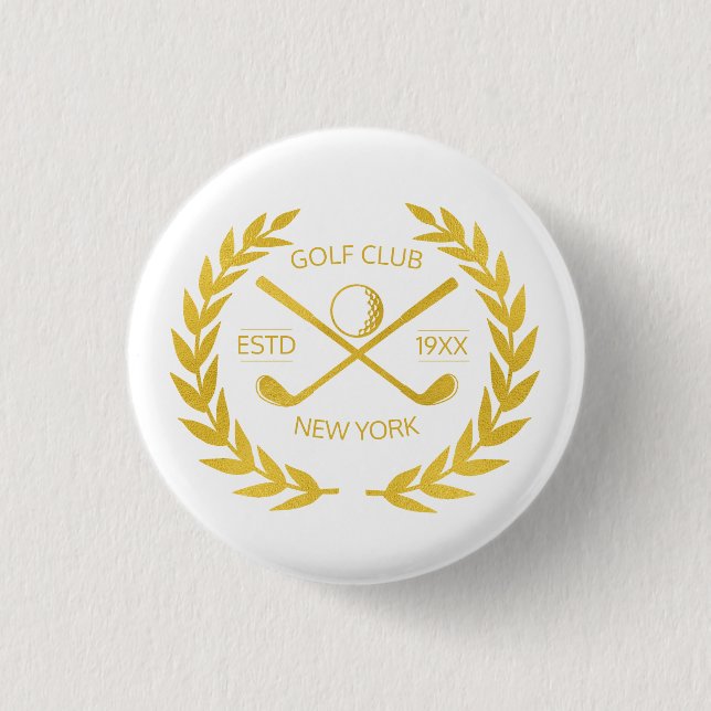 Custom Gold Golf Club Elegant Minimal Modern  3 Cm Round Badge (Front)