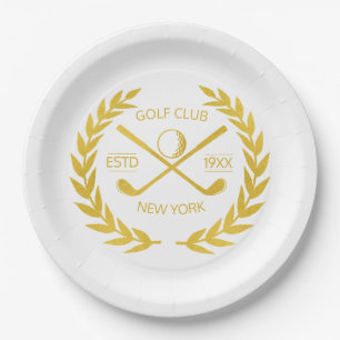 Custom Gold Golf Club Elegant Minimal Modern Paper Plate