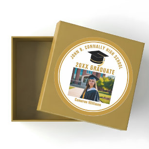 Custom Gold Graduate Photo 2026 Graduation Party Classic Round Sticker