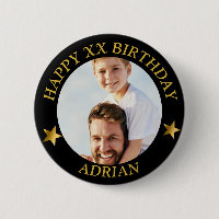  Custom Gold Happy Birthday Photo and Age Name