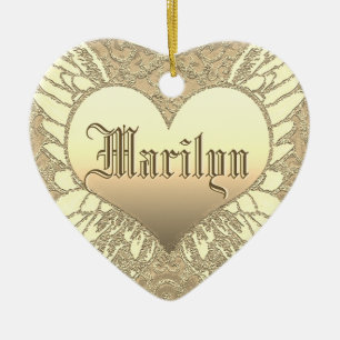 Custom Gold Heart Angel Wings Memorial Ceramic Tree Decoration