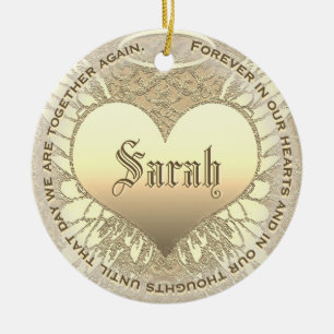 Custom Gold Heart Memorial Ceramic Tree Decoration