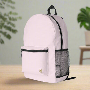 Custom Gold Initial l Feminine Girly Blush Pink Printed Backpack