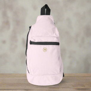 Custom Gold Initial l Girly Clean Blush Pink  Sling Bag