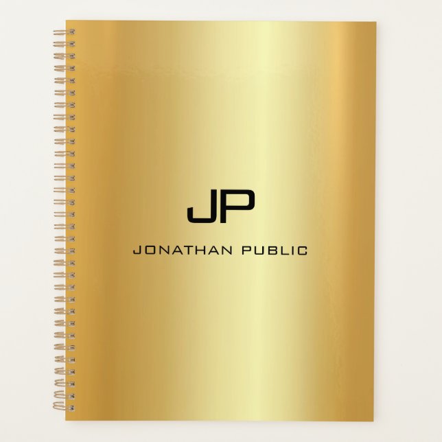 Custom Gold Look Glamourous Monogram Template Planner (Front)