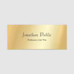 Custom Gold Look Modern Script Glamourous Template Name Tag