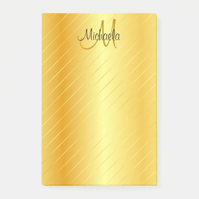 Custom Gold Look Monogram Modern Elegant Post-it Notes (Front)
