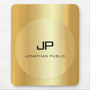 Custom Gold Look Monogrammed Elegant Template Mouse Mat