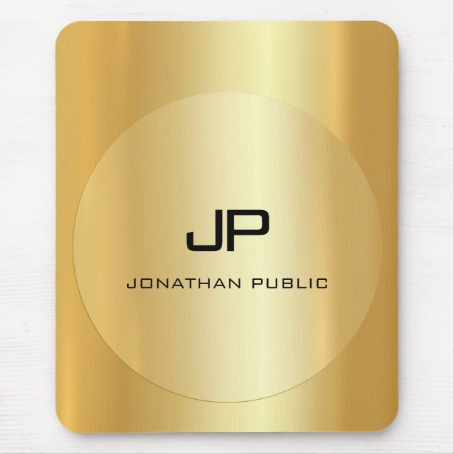 Custom Gold Look Monogrammed Elegant Template Mouse Mat (Front)