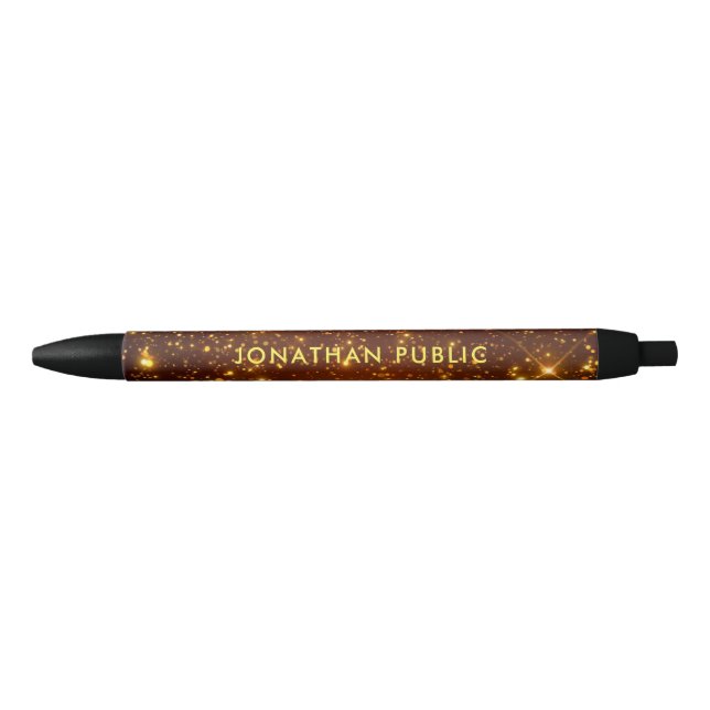 Custom Gold Look Template Custom Name Text Black Ink Pen (Front)