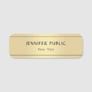 Custom Gold Look Trendy Modern Template Rectangle Name Tag