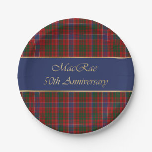 Custom Gold MacRae Clan Tartan Plaid Paper Plate