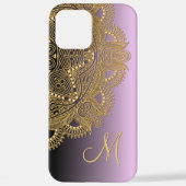 Custom Gold Mandala Art Pattern On Pink Purple iPhone Case (Back)