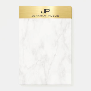Custom Gold & Marble Modern Monogram Template Post-it Notes
