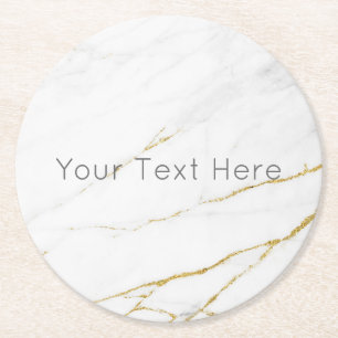 Custom Gold Marble Round Paper Coaster