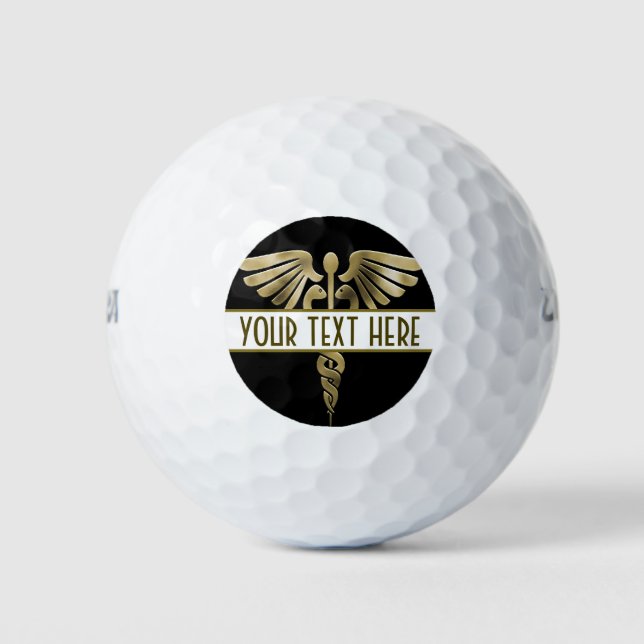 Custom Gold Medical Symbol Golf Balls (Front)