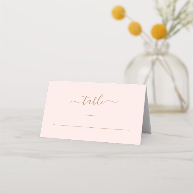 Custom Gold Monogram Blush Elegant Wedding  Place Card (Front)