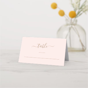Custom Gold Monogram Blush Elegant Wedding  Place Card