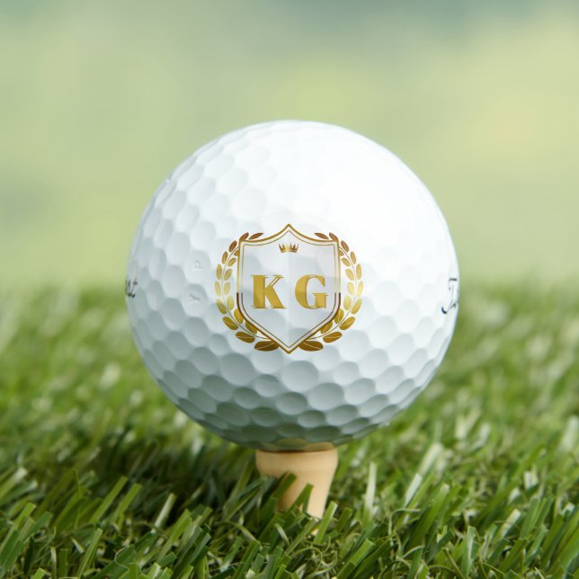 Custom Gold Monogram Crest Golf Balls (Insitu Tee)