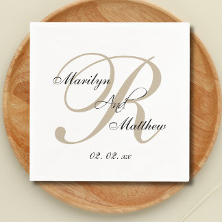 Custom Gold Monogram Elegant Wedding Napkin