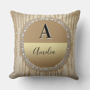 Custom Gold Monogram Gift For Wedding And Events Cushion