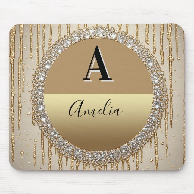 Custom Gold Monogram Gift For Wedding And Events Mouse Mat (Front)