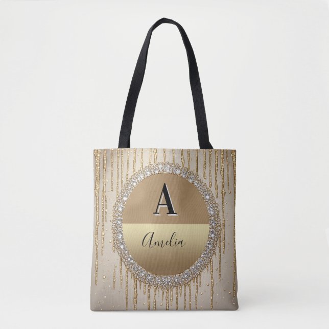 Custom Gold Monogram Gift For Wedding And Events Tote Bag (Front)