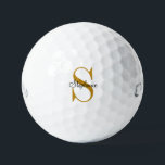 Custom Gold Monogram Name Initial  Golf Ball<br><div class="desc">Custom golf balls personalised with your name and unique monogram. Click Customise It to edit fonts and colours or add your own text and images to create a unique one of a kind gift. Easy to customise. Golf in style. Get yours today!</div>