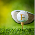 Custom Gold Monogram Name Initial  Golf Ball<br><div class="desc">Custom golf balls personalised with your name and unique monogram. Click Customise It to edit fonts and colours or add your own text and images to create a unique one of a kind gift. Easy to customise. Golf in style. Get yours today!</div>