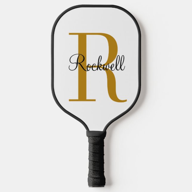 Custom Gold Monogram Name Initial Pickleball Paddle (Front)