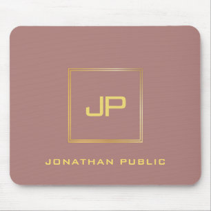 Custom Gold Monogram Template Elegant Modern Mouse Mat