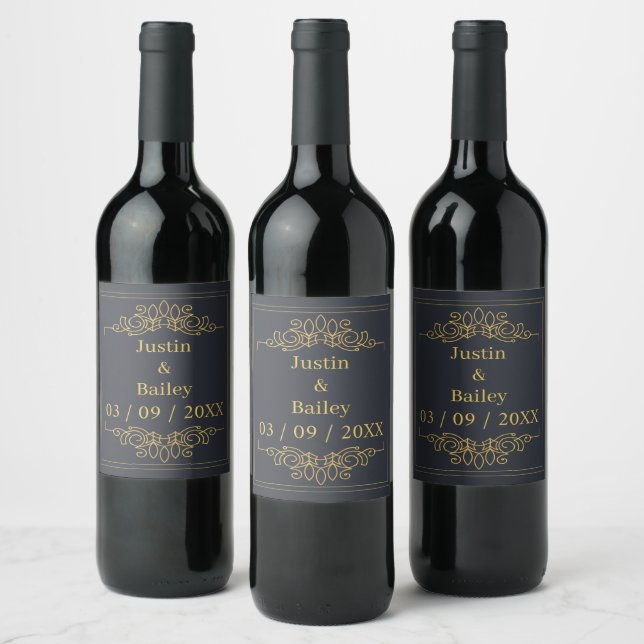 Custom Gold Name Bottle Set Wine Label (Bottles)