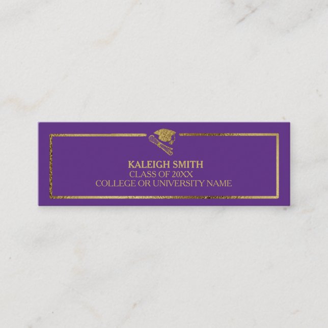 Custom Gold on Purple Graduation Insert Name (Front)