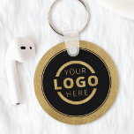 Custom Gold Promotional Business Logo Branded Key Ring<br><div class="desc">Easily personalise this coaster with your own company logo or custom image. You can change the background colour to match your logo or corporate colours. Custom branded keychains with your business logo are useful and lightweight giveaways for clients and employees while also marketing your business. No minimum order quantity. Design...</div>