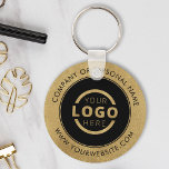 Custom Gold Promotional Business Logo Branded Key Ring<br><div class="desc">Easily personalise this coaster with your own company logo or custom image. You can change the background colour to match your logo or corporate colours. Custom branded keychains with your business logo are useful and lightweight giveaways for clients and employees while also marketing your business. No minimum order quantity. Bring...</div>