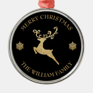 Custom Gold Reindeer Merry Christmas Ornament