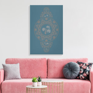 Custom Gold Rococo Lotus Ornamental Mandala Wall Canvas Print