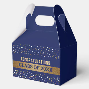 Custom Gold Royal blue Graduate Class Year Favour Box