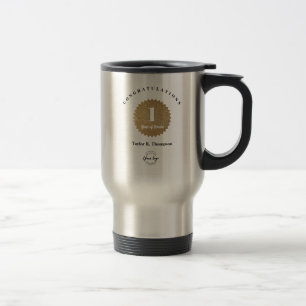 Custom Gold seal 1-Year Employee Service Award Travel Mug