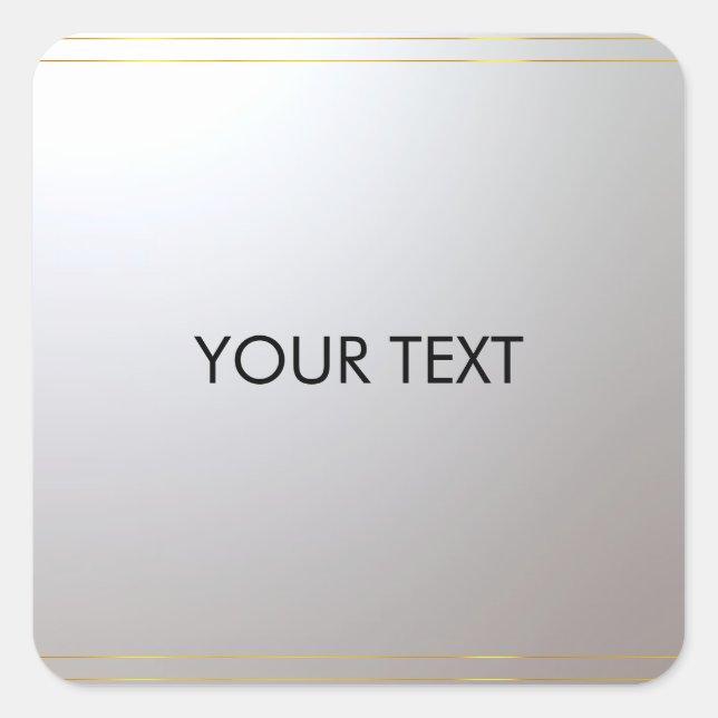 Custom Gold Silver Add Your Text Here Trendy Square Sticker (Front)